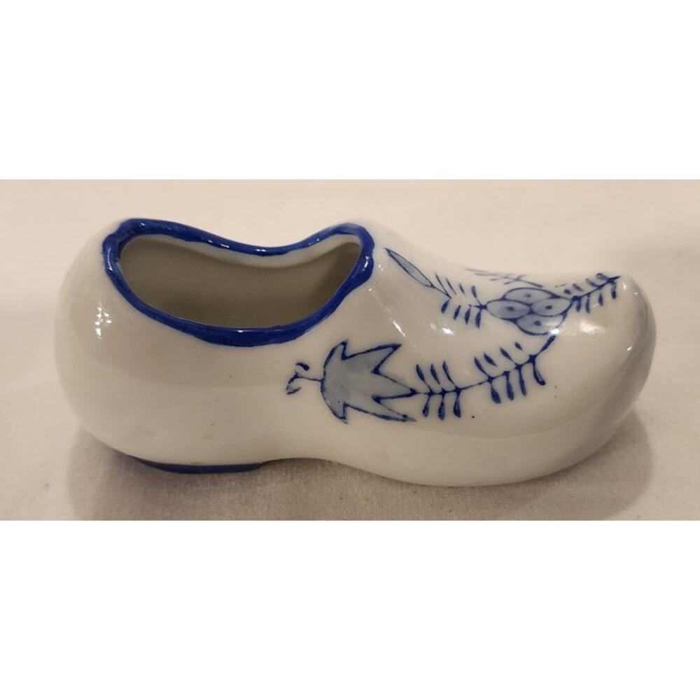 Vintage Blue & White Ceramic Dutch Clog Shoe 3.75" Japan